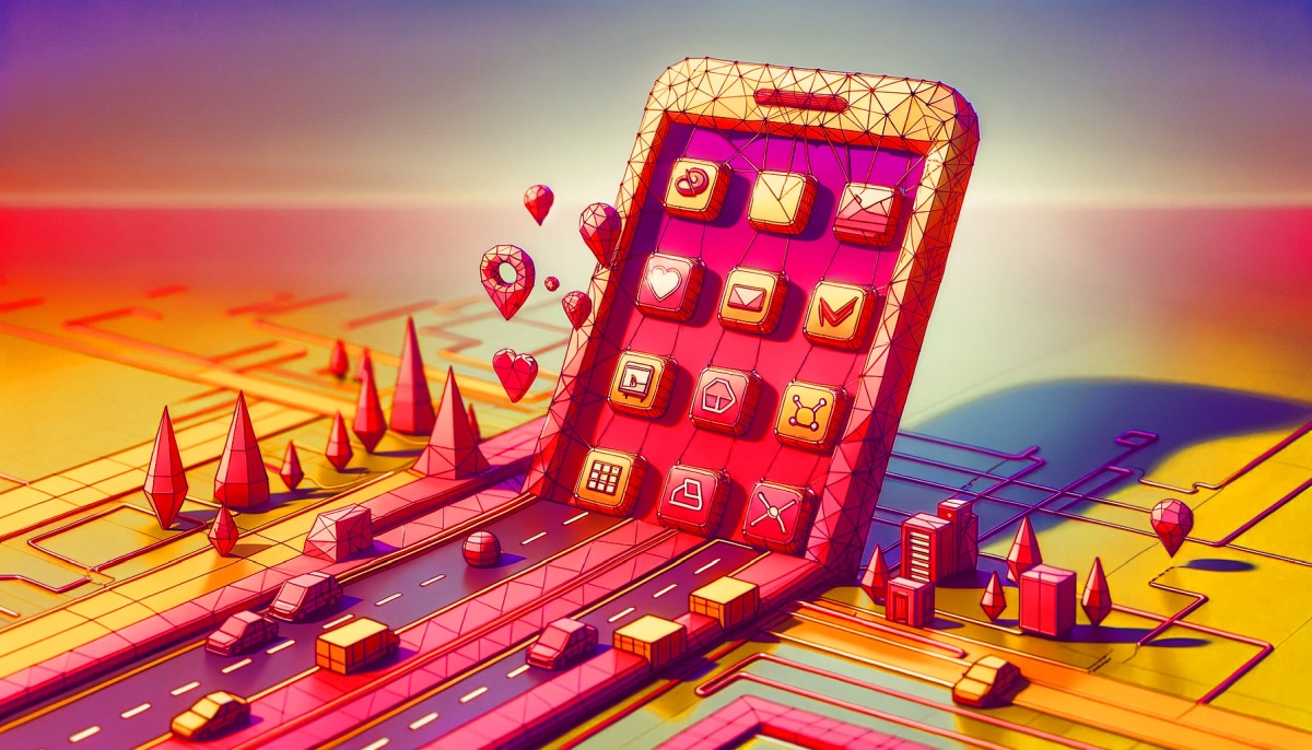 A 3D low polygon style featured image for an article about the mobile app development cost.