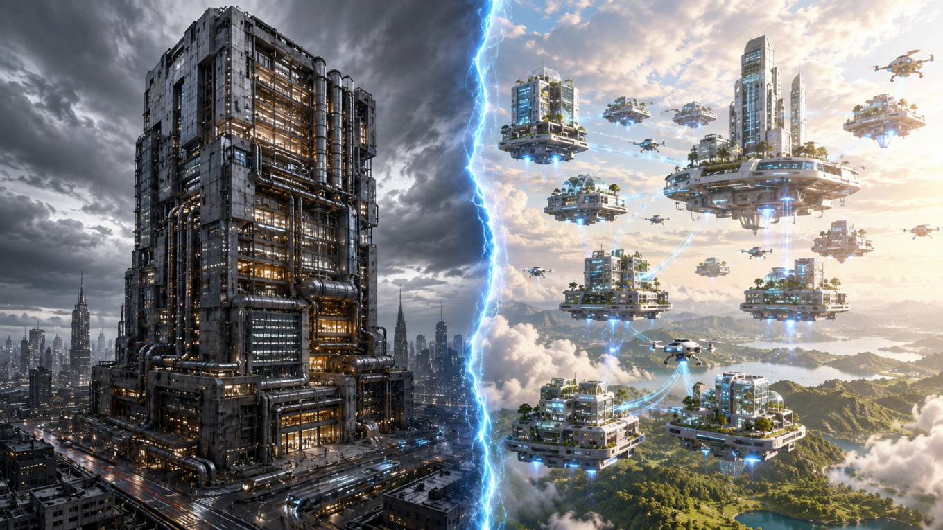 Microservices vs Monolithic Architecture comparison showing a modular cloud-based application contrasted with a single unified software system, illustrating scalability, deployment, and software architecture differences.