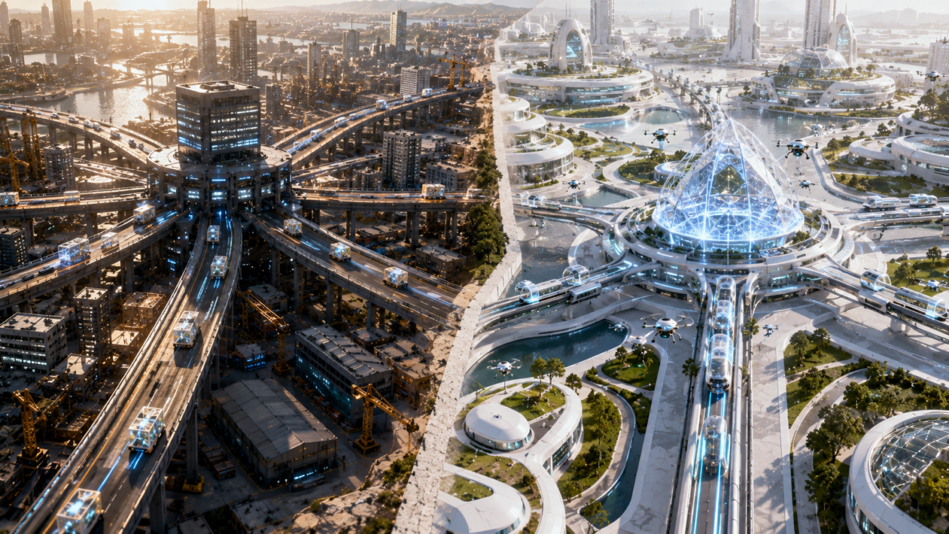 REST API vs GraphQL comparison showing a traditional API highway with multiple endpoints beside a modern GraphQL intelligent query hub delivering optimized data through a single endpoint.